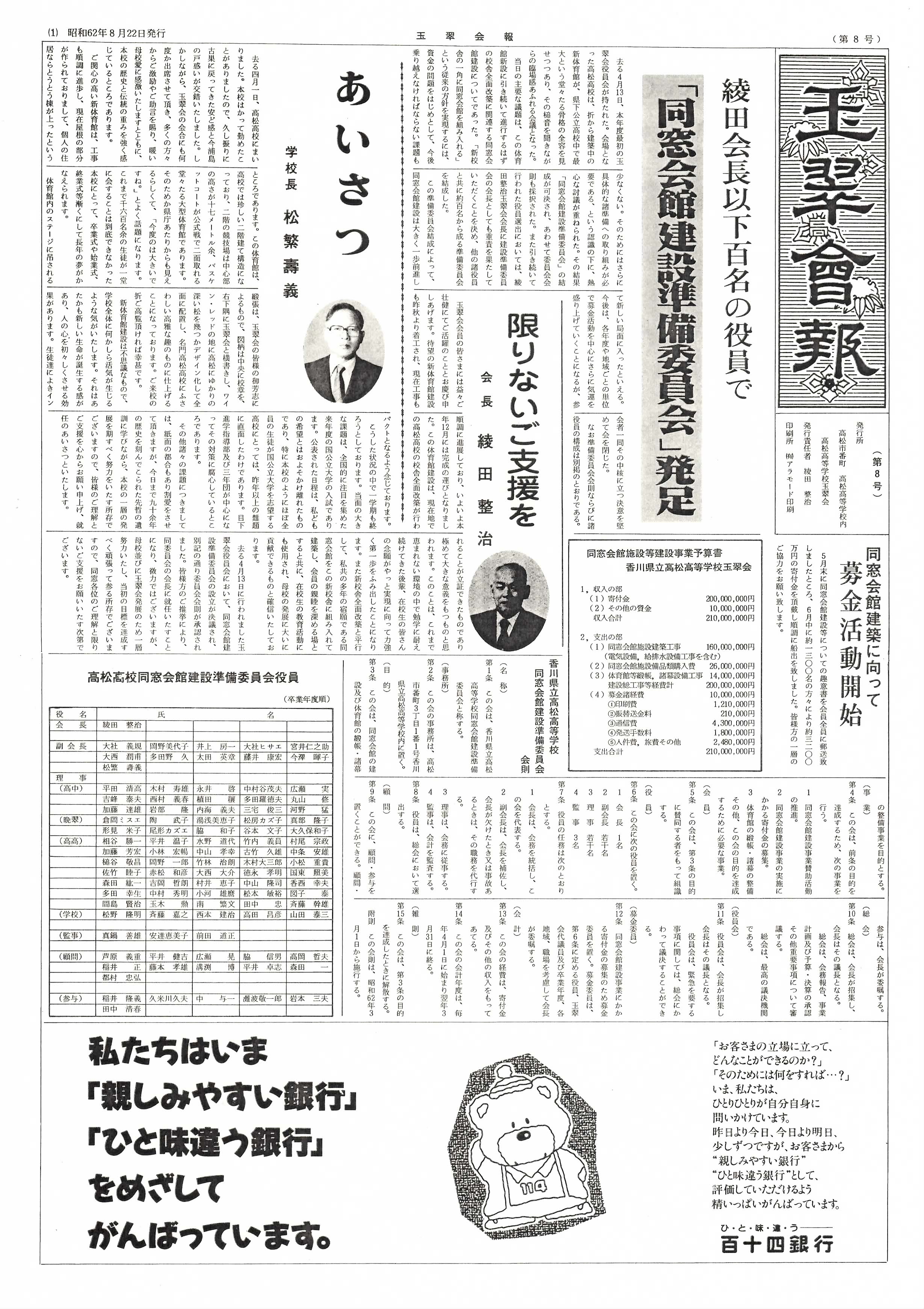 第８号（昭和６２年８月２２日発行）